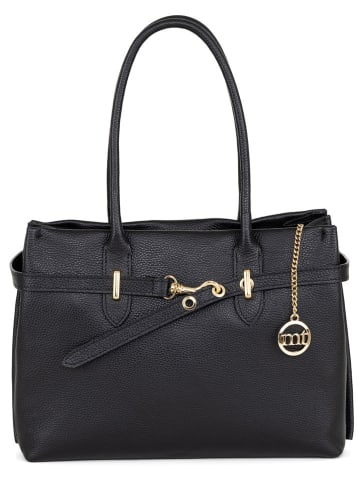 Mia Tomazzi Leren schoudertas "Zoagli" zwart - (B)34 x (H)25 x (D)13 cm