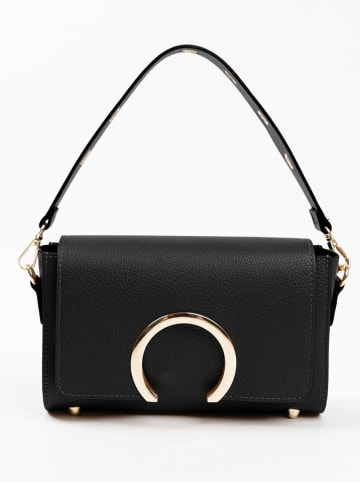 Lia Biassoni Leder-Schultertasche "Solano" in Schwarz - (B)24 x (H)16 x (T)8 cm