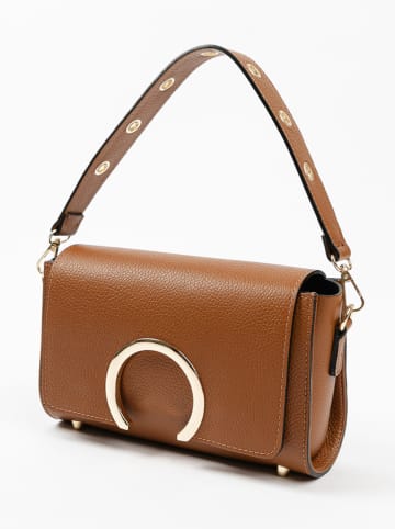 Lia Biassoni Leren schoudertas "Solano" lichtbruin - (B)24 x (H)16 x (D)8 cm