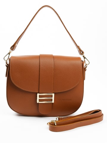 Lia Biassoni Leder-Schultertasche "Sangro" in Hellbraun - (B)27 x (H)22 x (T)7 cm