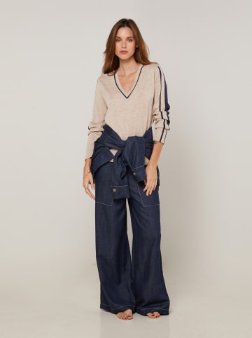 Rodier Sweter w kolorze beżowo-granatowym