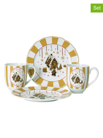 Hutschenreuther 4-częściowy zestaw "Christmas Love" w kolorze biało-żółtym