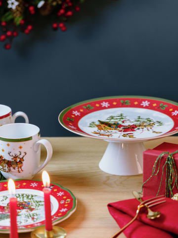 Hutschenreuther Patera "Happy Wintertime" w kolorze czerwono-białym na ciasto - wys. 10,5 cm