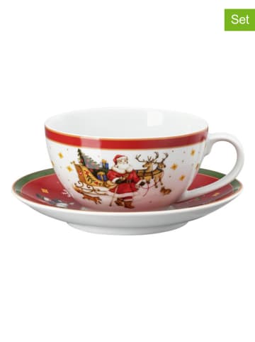 Hutschenreuther 2-częściowy zestaw "Happy Wintertime" w kolorze biało-czerwonym - 430 ml