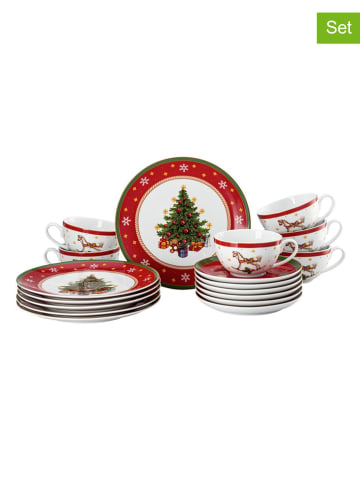 Hutschenreuther 18-częściowy zestaw "Happy Wintertime" w kolorze czerwono-zielonym