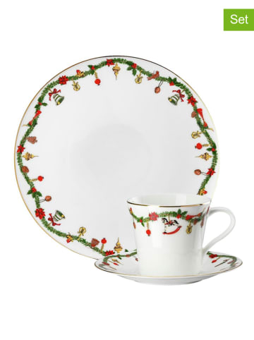 Hutschenreuther 4tlg. Kaffee-Set "Nora" in Weiß/ Grün/ Rot