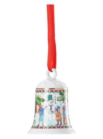 Hutschenreuther Christbaumglocke in Weiß/ Grün - (H)7,5 x Ø 5,3 cm