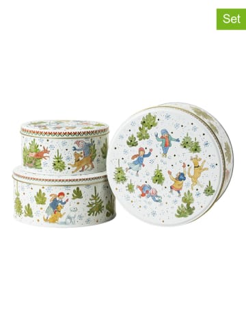 Hutschenreuther Pojemniki (3 szt.) w kolorze biało-zielonym na ciastka