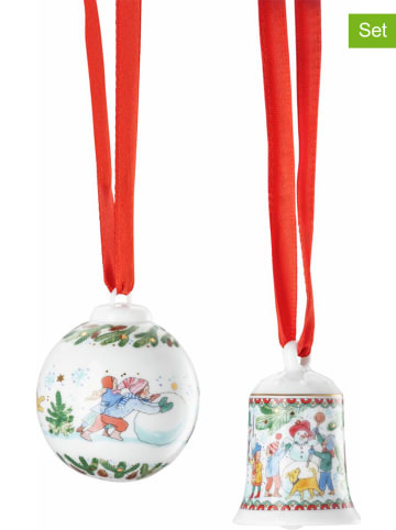 Hutschenreuther 2er-Set: Christbaumornamente in Weiß/ Hellblau/ Grün - (H)6,5 cm