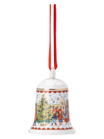 Hutschenreuther Christbaumglocke "Weihnachtsglocke" in Rot/ Weiß - (H)7,5 x Ø 5,3 cm