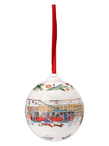 Hutschenreuther Christbaumkugel "Weihnachtskugel 23" in Weiß/ Rot - Ø 6 cm