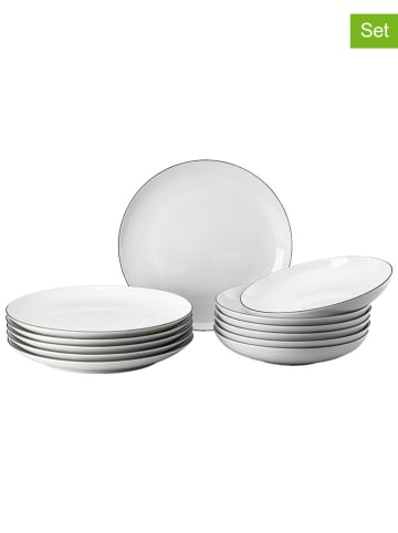 Rosenthal 12-częściowy zestaw talerzy "Cucina-Basic" w kolorze biało-czarnym