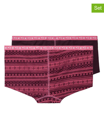 KARI TRAA 2er-Set: Pantys in Dunkelrot/ Pink