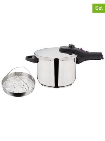 GSW 3tlg. Set: Schnellkochtopf ''Rapid'' in Silber - 6 l