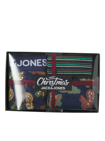 JACK & JONES Junior 3-delige set: sokken & boxershort "Gingerbread" donkerblauw/zwart