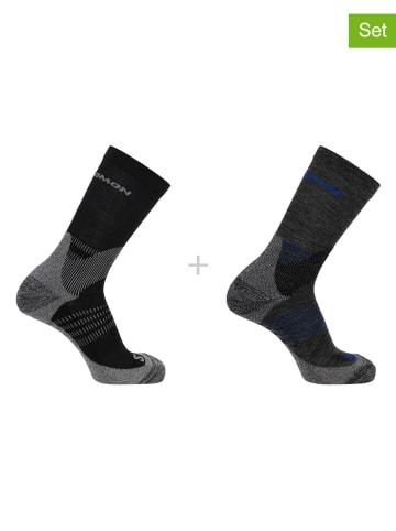 SALOMON 2-delige set: functionele sokken "X Ultra Access Crew" grijs/zwart