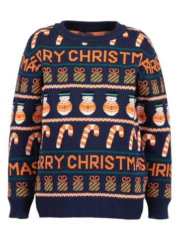 Blue Seven Pullover in Dunkelblau/ Orange