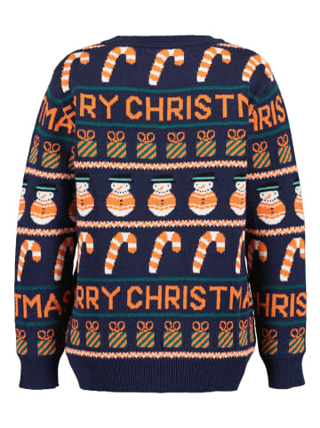 Blue Seven Pullover in Dunkelblau/ Orange