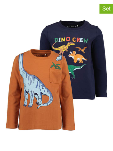 Blue Seven 2-delige set: longsleeves donkerblauw/lichtbruin