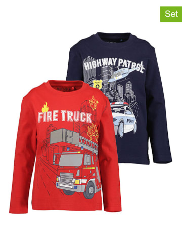 Blue Seven 2-delige set: longsleeves donkerblauw/rood