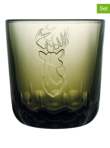 La Rochère France 6-delige set: glazen "Deer Head" olijfgroen - 290 ml