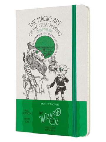 Moleskine Notatnik "Wizard of Oz" w kolorze biało-zielonym - 13 x 21 cm