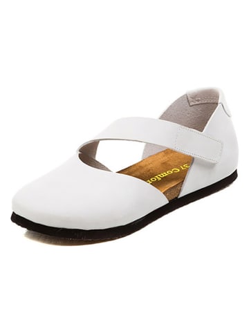 Comfortfusse Leder-Ballerinas in Weiß