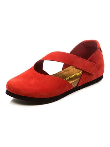 Comfortfusse Leder-Ballerinas in Rot