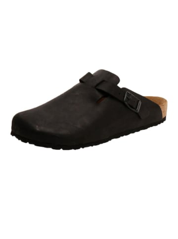 Comfortfusse Leder-Clogs in Schwarz