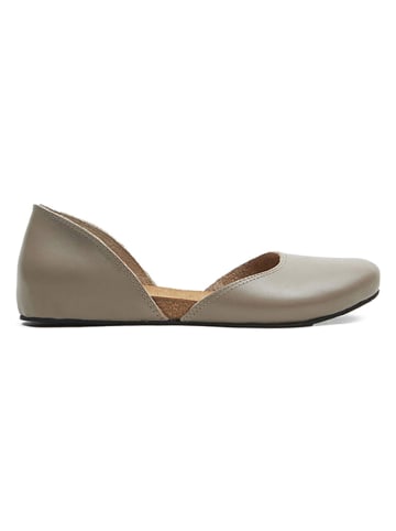 Comfortfusse Leder-Ballerinas in Grau
