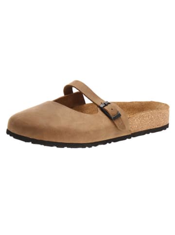 Comfortfusse Leder-Clogs in Sand