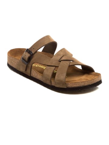 Comfortfusse Skórzane klapki w kolorze piaskowym