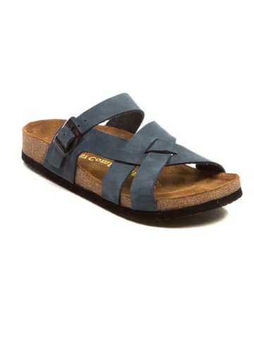 Comfortfusse Leder-Pantoletten in Dunkelblau