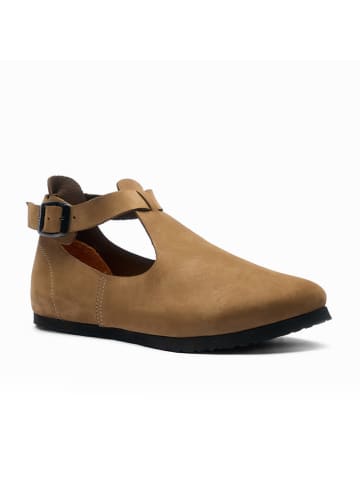 Comfortfusse Leder-Ballerinas in Beige