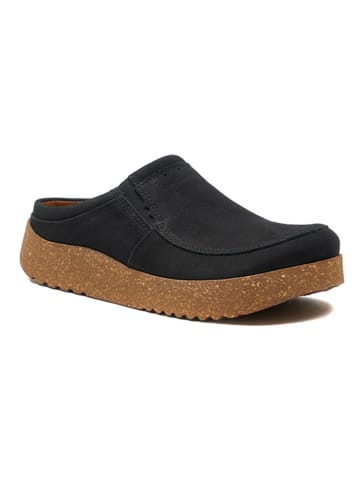 Comfortfusse Leder-Clogs in Schwarz