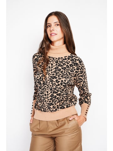 William de Faye Rollkragenpullover in Camel/ Schwarz