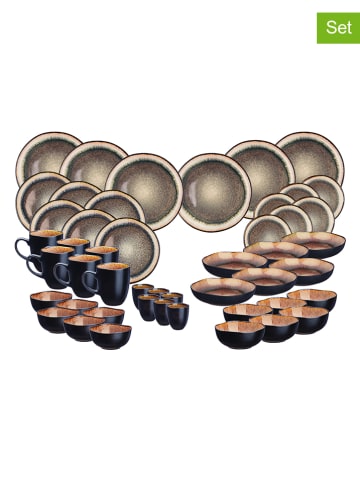 Björn 48-częściowy zestaw talerzy "Iris" w kolorze brązowym