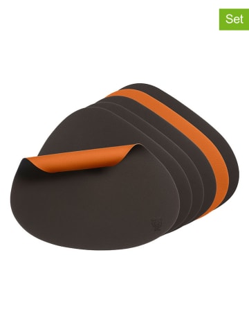 Björn 6-delige set: placemats bruin/oranje - (L)44 x (B)37 cm