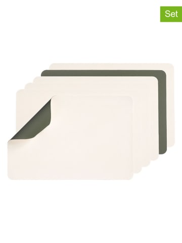 Björn 6-delige set: placemats crème/groen - (L)44,5 x (B)30 cm