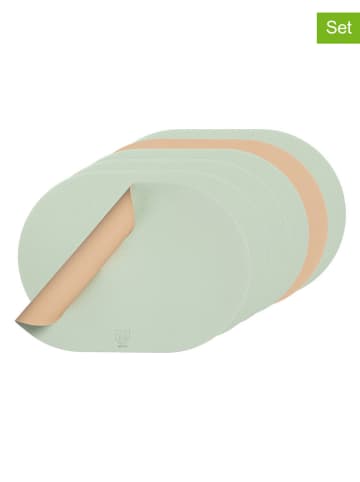 Björn 6-delige set: placemats lichtgroen/lichtroze - (L)44,5 x (B)30 cm