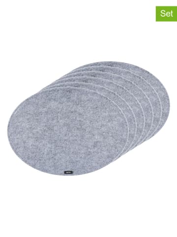 Björn 6-delige set: placemats grijs - (L)45 x (B)33 cm