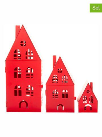 Boltze 3-delige lantaarnset "Häuser" rood