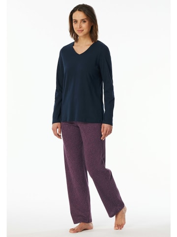 UNCOVER BY SCHIESSER Pyjama in Dunkelblau/ Lila
