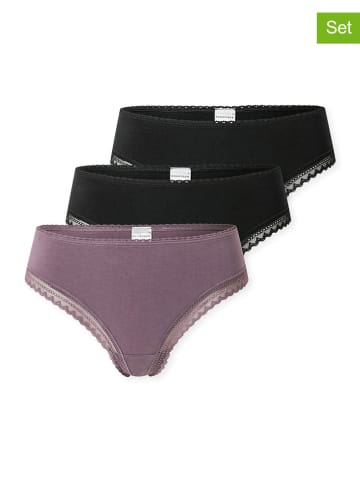 Schiesser 3-delige set: strings lichtbruin/zwart