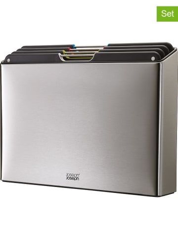 JosephJoseph 5tlg. Schneidebrett-Set "Folio" in Silber/ Schwarz