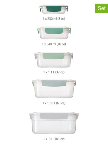 JosephJoseph 5-częściowy zestaw pojemników w kolorze zielonym