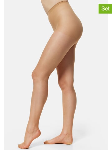 Nur Die Rajstopy (3 pary) "Fine silk" w kolorze beżowym - 15 DEN