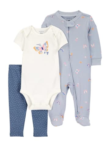 carter's 3-częściowy zestaw w kolorze niebiesko-błękitno-białym