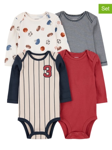 carter's 4er-Set: Bodys in Beige/ Grau/ Rot