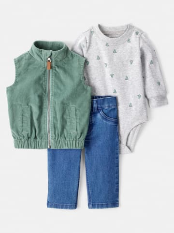 carter's 3-częściowy zestaw w kolorze niebiesko-zielono-szarym